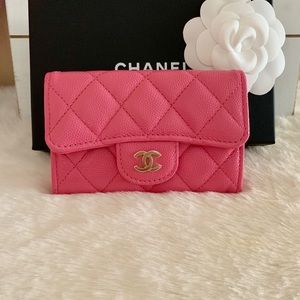 💕CHANEL 20S PINK CAVIAR SNAP CARD 💕